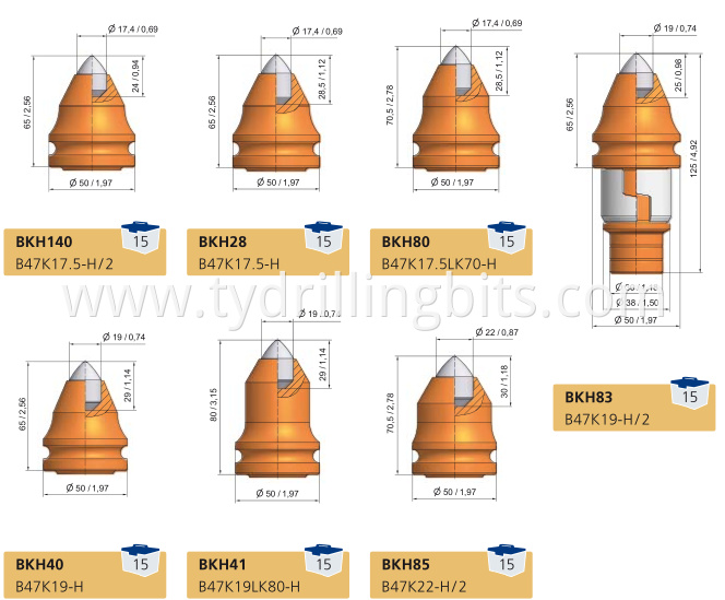 Brazed Tips B47k22h Tungsten Carbide Cutting Bits Bullet Teeth For Trenching